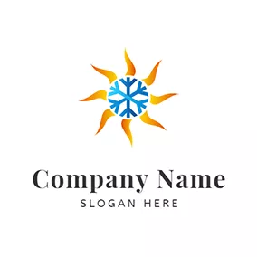 溫度 Logo Temperature Snow Fire Sun logo design