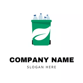 Biodegradable Logo Trash Can With Bottles logo design