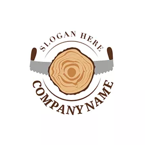 Carpentry Logo Tree Annual Ring and Saw logo design