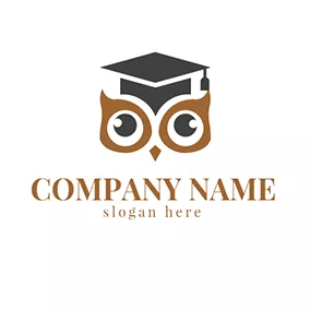 貓頭鷹Logo Trencher Cap and Owl Eye logo design