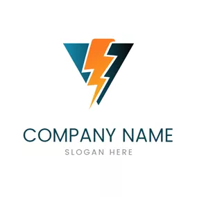 Electricity Logo Triangle and Lightning Power logo design