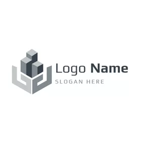 Grundstück Logo Tridimensional Pedestal and Building logo design