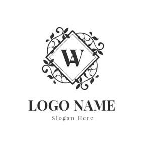 Twining Vine and Letter W Monogram logo design