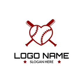 Logotipo De Béisbol Unique Red Heart and Baseball logo design