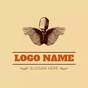 Hip Hop Logo Unique Wings and Antique Microphone logo design