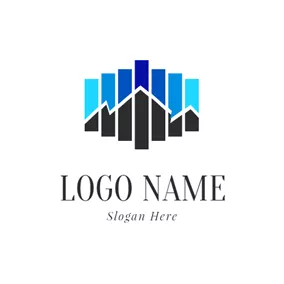 山Logo Vertical Bar and Abstract Mountain logo design