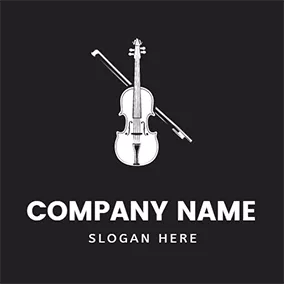 小提琴 Logo Vintage Violin and Bow logo design