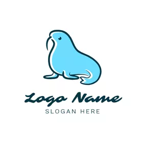 鰭logo Walrus Ivory and Blue Seal logo design