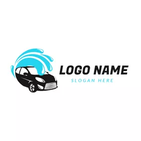 高压清洗 Logo Water Spray and Black Car logo design