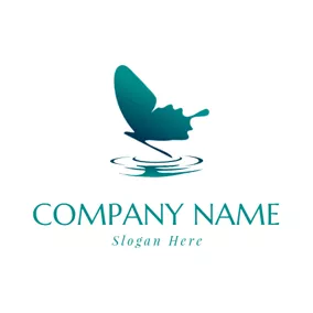 Animal & Pet Logo Water Wave and Butterfly logo design