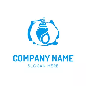 Conch Logo Water Wave and Shell logo design
