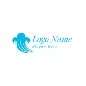 Logotipo De Dibujo Wave Shape and Auspicious Cloud logo design