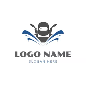 Industrial Logo Welding Clothes and Welding Torch logo design