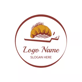 Croissant Logo Wheat and Yummy Bread logo design