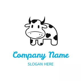 Cattle Logo White and Black Dairy Cow logo design