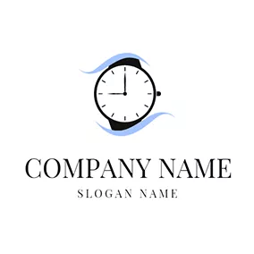 時間 Logo White and Black Wrist Watch logo design