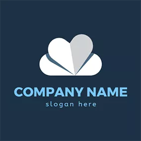 Shadow Logo White and Blue Heart logo design