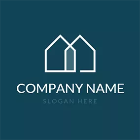 Cottage Logo White and Blue House logo design