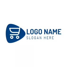 零售 & 销售Logo White and Blue Shopping Cart logo design
