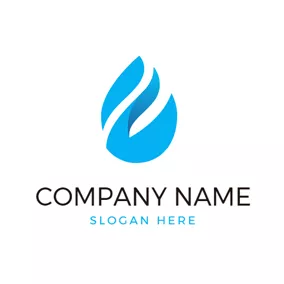 創業公司 Logo White and Blue Water Drop logo design
