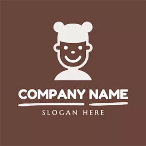 Childcare Logo White and Brown Funny Kid logo design