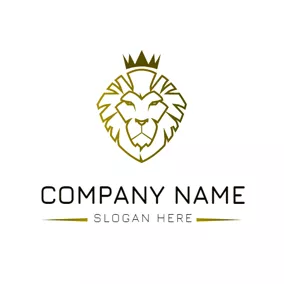 鱷魚Logo White and Golden Lion Face logo design