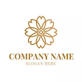 剪影 Logo White and Golden Peony logo design