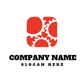 Industrial Logo White and Red Gear logo design