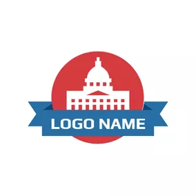 Building Logo White and Red Government Building logo design