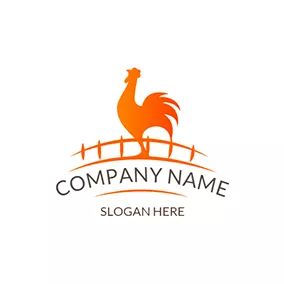 Hahn Logo White and Yellow Rooster Chicken logo design