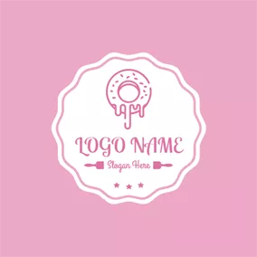 糖果Logo White Badge and Doughnut logo design
