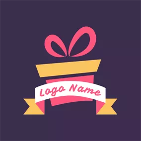 Logótipo Presente White Banner and Special Gift Box logo design