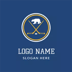 Logótipo De Cruz White Bear and Brown Hockey Stick logo design