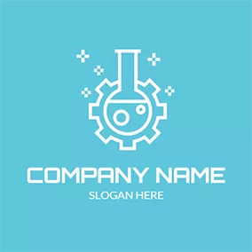 Industrial Logo White Bottle and Gear Icon logo design