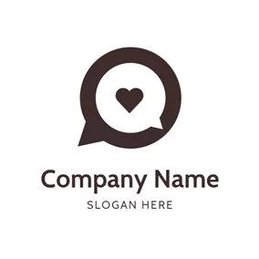 Chat Logo White Bubble and Brown Heart logo design