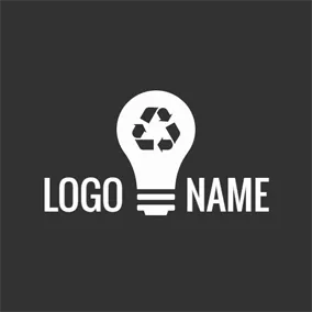 Lamp Logo White Bulb and Black Arrow logo design