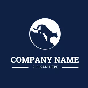 Logotipo Guay White Circle and Blue Cougar logo design