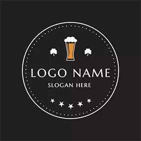 Logótipo Bar White Circle and Yellow Cup logo design