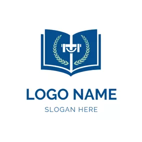 Logotipo De Biblioteca White Cross and Blue Book logo design