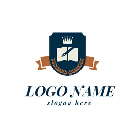 诗歌 Logo White Crown and Book logo design