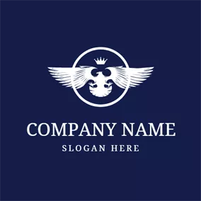 军事 Logo White Crown and Eagle logo design
