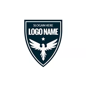 Badge Logo White Eagle and Black Police Shield logo design