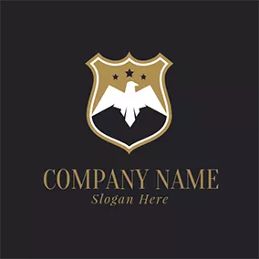 獵鷹logo White Eagle and Yellow Shield logo design