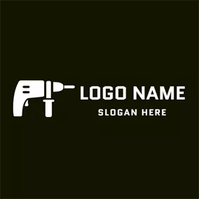 工具Logo White Electric Drill and Tool logo design