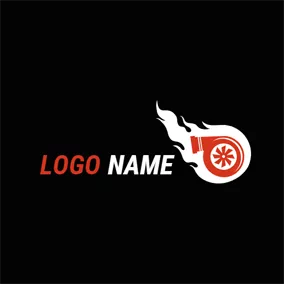 Fireball Logo White Fire and Red Turbo logo design