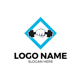 哑铃l Logo White Hand and Black Dumbbell logo design