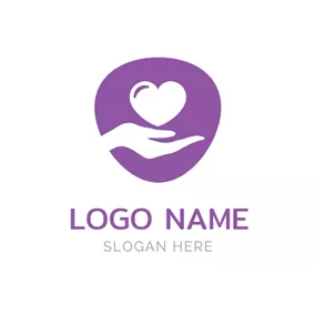 Caring Logo White Hand and Heart logo design