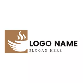 Steam Logo White Hand and Hot Coffee logo design