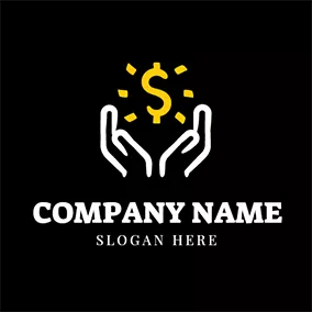 金融 & 保险Logo White Hand and Shining Dollar Sign logo design