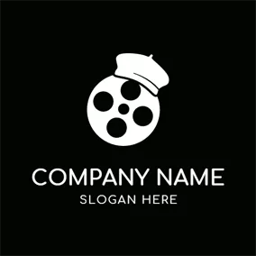 電影院 Logo White Hat and Film logo design